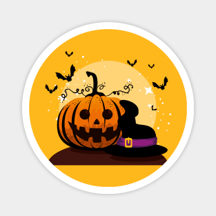 Halloween card with pumpkin witch hat Magnet
